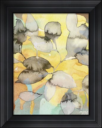 Framed Yellow Leaves Abstract Print