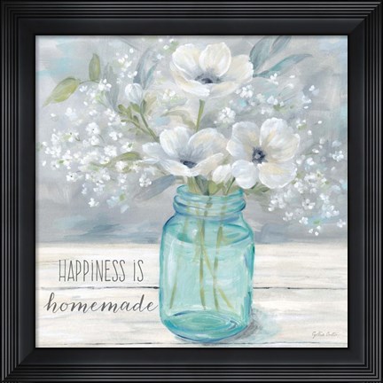 Framed Vintage Jar Bouquet Sentiment I Print