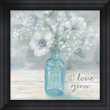 Framed Vintage Jar Bouquet Sentiment II Print