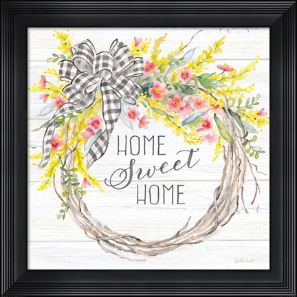 Framed Spring Gingham Wreath Home Print