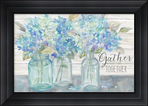 Framed Farmhouse Hydrangeas in Mason Jars -Gather Print