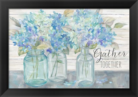 Framed Farmhouse Hydrangeas in Mason Jars -Gather Print