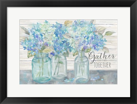 Framed Farmhouse Hydrangeas in Mason Jars -Gather Print