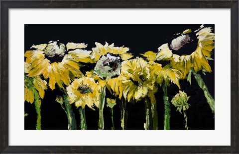 Framed Sunflower Field on Black Print