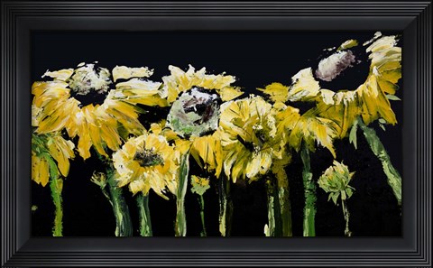 Framed Sunflower Field on Black Print