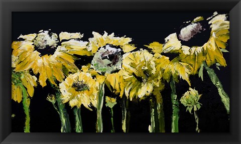 Framed Sunflower Field on Black Print