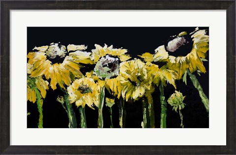 Framed Sunflower Field on Black Print