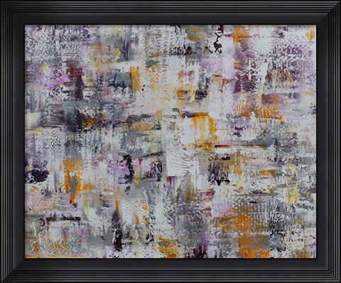 Framed Gold Purple Grey Abstract Print
