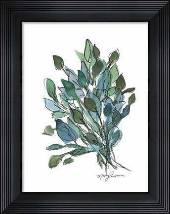 Framed Blue Green Leaves Print