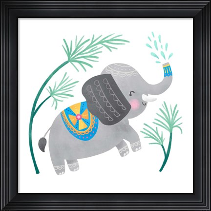 Framed Playful Pals -Elephant Print