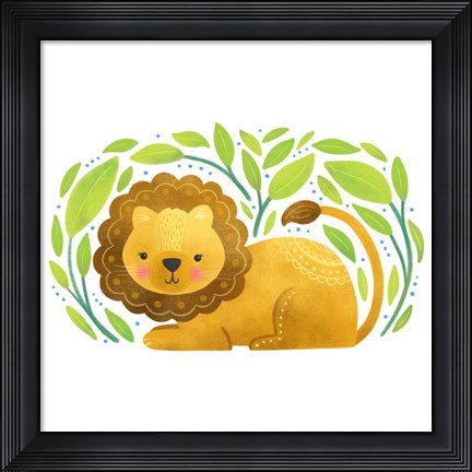 Framed Safari Cuties Lion Print