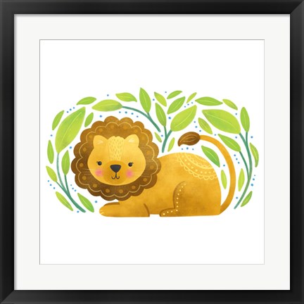 Framed Safari Cuties Lion Print