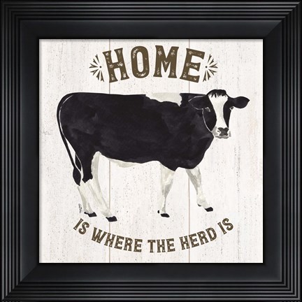 Framed Farm Life Cow Home Herd Print
