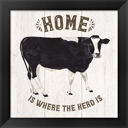 Framed Farm Life Cow Home Herd Print