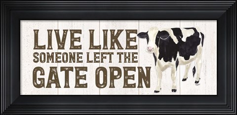 Framed Farm Life Panel Live Like Gate Print