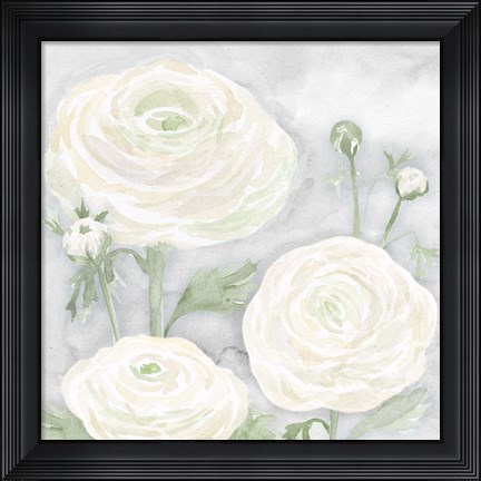 Framed Peaceful Repose Floral on Gray I Print