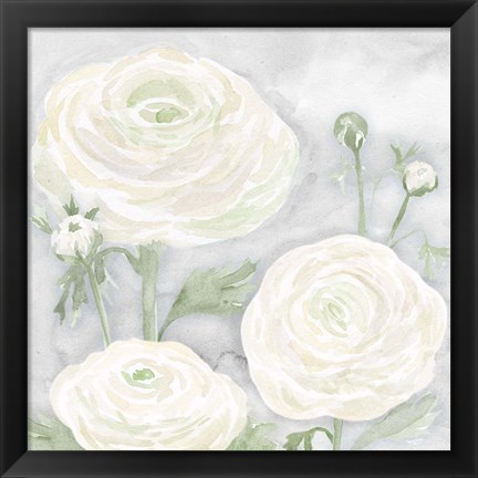 Framed Peaceful Repose Floral on Gray I Print