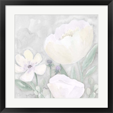 Framed Peaceful Repose Floral on Gray II Print