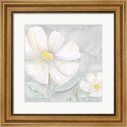 Framed Peaceful Repose Floral on Gray III Print