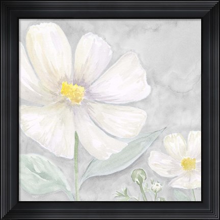 Framed Peaceful Repose Floral on Gray III Print