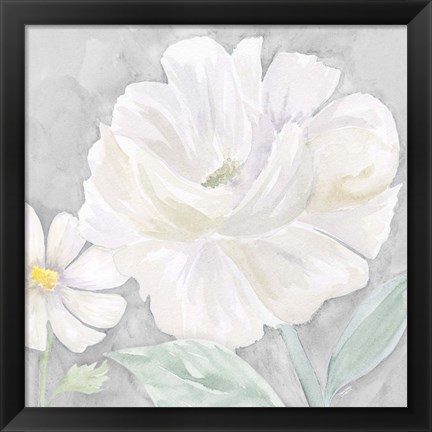 Framed Peaceful Repose Floral on Gray IV Print