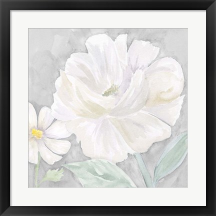 Framed Peaceful Repose Floral on Gray IV Print