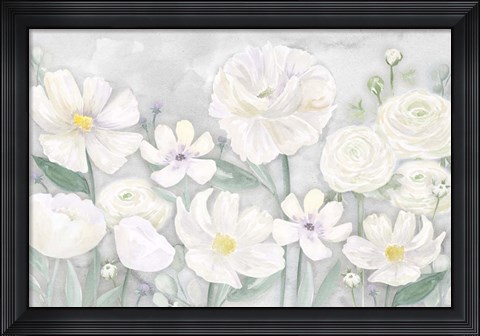 Framed Peaceful Repose Gray Floral Landscape Print
