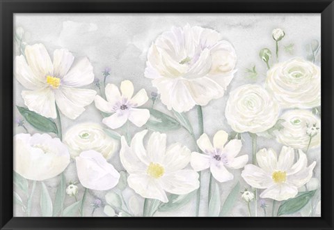 Framed Peaceful Repose Gray Floral Landscape Print