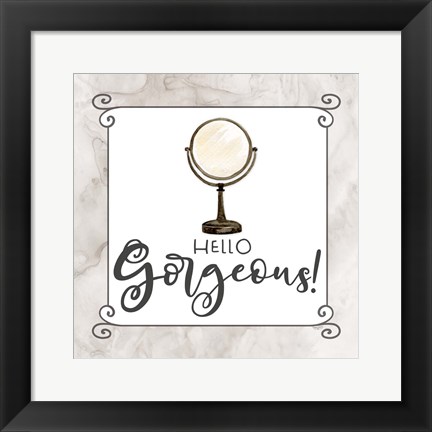 Framed Bath Humor Hello Gorgeous Print