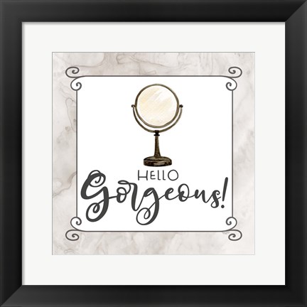 Framed Bath Humor Hello Gorgeous Print