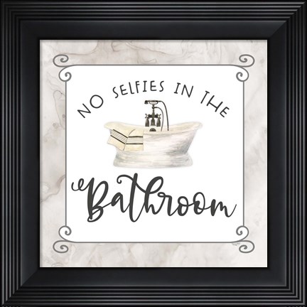 Framed Bath Humor No Selfies Print