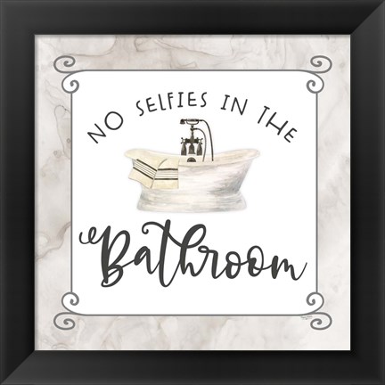 Framed Bath Humor No Selfies Print