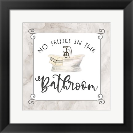 Framed Bath Humor No Selfies Print