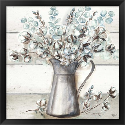 Framed Farmhouse Cotton Tin Pitcher Print