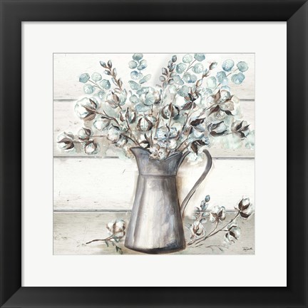 Framed Farmhouse Cotton Tin Pitcher Print