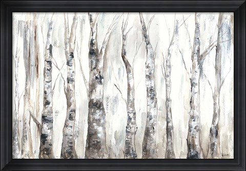 Framed Winter Aspen Trunks Neutral Print