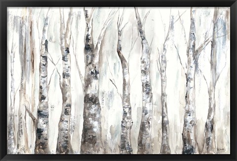 Framed Winter Aspen Trunks Neutral Print