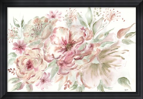 Framed Rose Gold Floral Landscape Print
