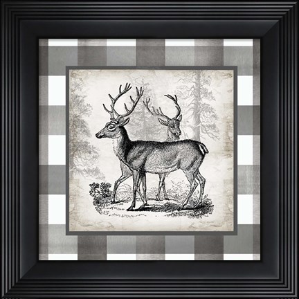 Framed Buffalo Check Deer Neutral II Print