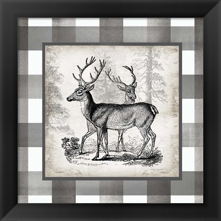 Framed Buffalo Check Deer Neutral II Print