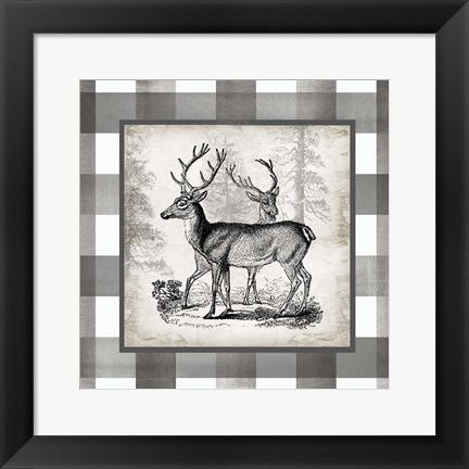 Framed Buffalo Check Deer Neutral II Print