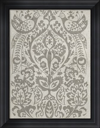 Framed Peacock Damask II Print