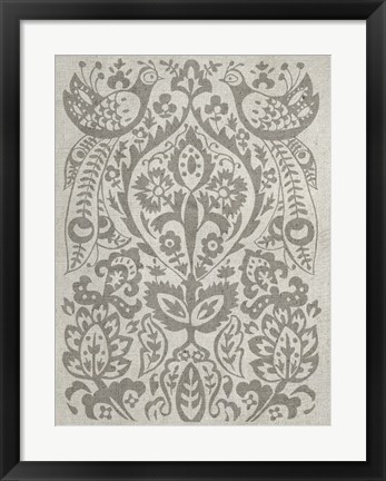 Framed Peacock Damask II Print