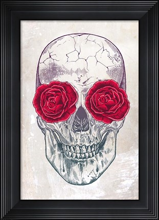 Framed Skull &amp; Roses Print
