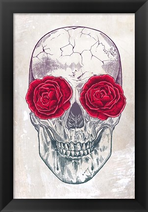 Framed Skull &amp; Roses Print