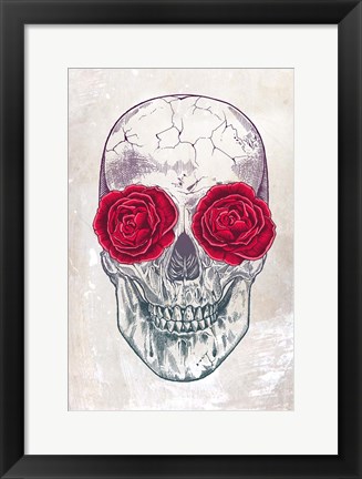 Framed Skull &amp; Roses Print