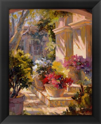 Framed Flowered Courtyard Print