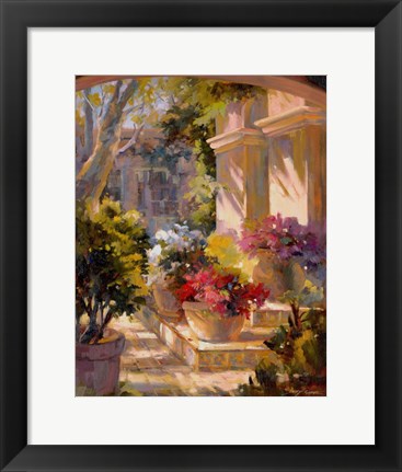 Framed Flowered Courtyard Print