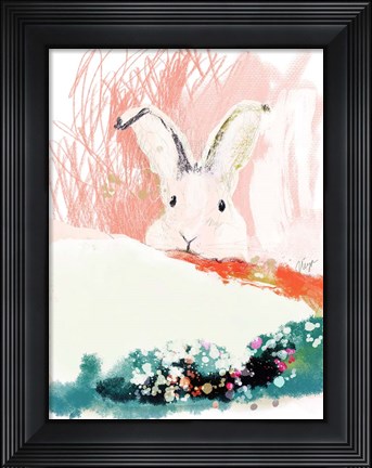 Framed Bunny in the Garden Print