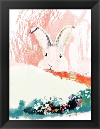 Framed Bunny in the Garden Print